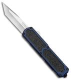 Titan OTF Dual Action Blue Automatic Knife Satin Tanto Plain