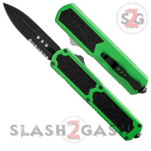 Titan OTF Dual Action Green Tactical Automatic Knife Dagger Serrated