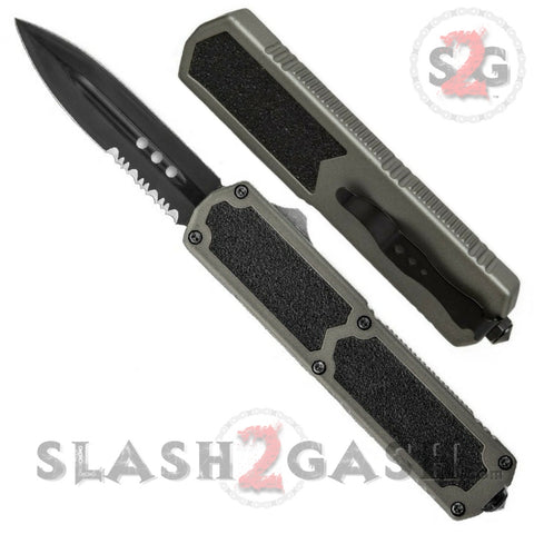 Titan OTF Automatic Knife Dual Action GREY Tactical Dagger Serrated
