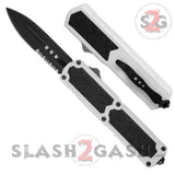 Titan OTF Dual Action White Tactical Automatic Knife Dagger Serrated