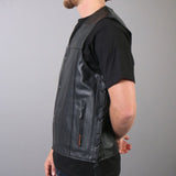 Hot Leathers Men's Concealed Carry Leather Vest w/ Solid Back