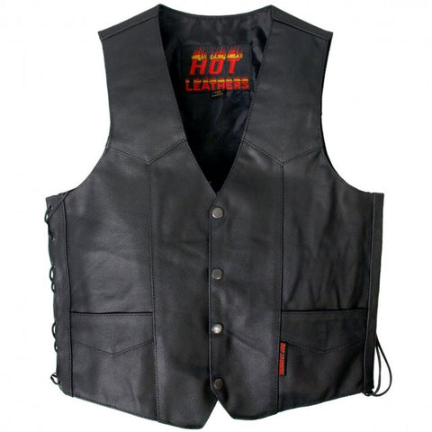 Hot Leathers Men's Cowhide Leather Vest w/ Side Lace