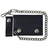 Hot Leathers Classic Black Leather Wallet w/ Chain American Made USA