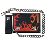 Hot Leathers Flame Leather Wallet w/ Chain American Made USA
